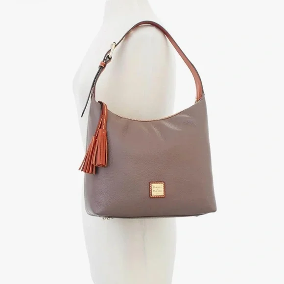 Dooney & Bourke Taupe and Coral Hobo Bag - Picture 3 of 16